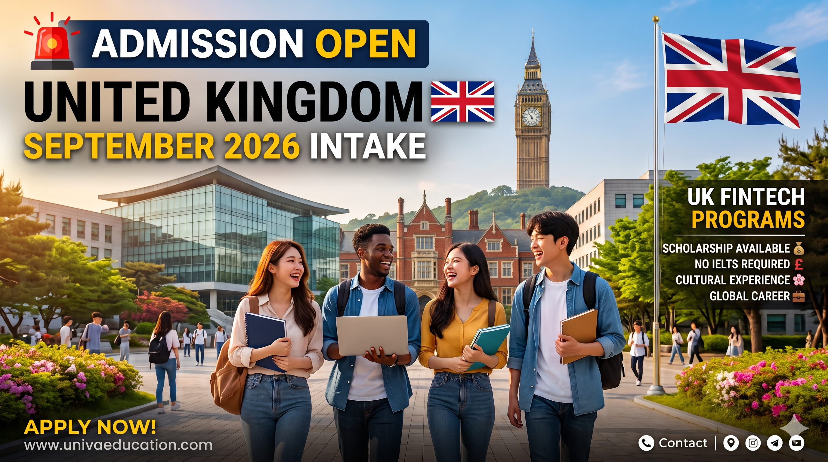 Study in the UK – Master in FinTech with Scholarship | No IELTS Required